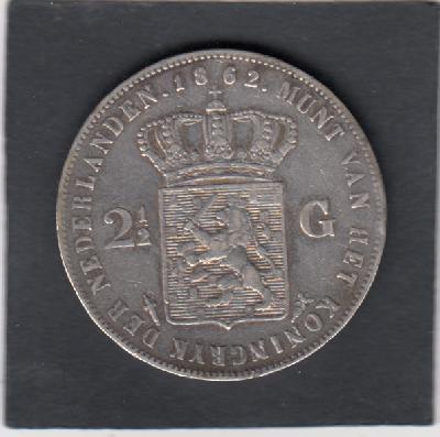 Beschrijving: 2 1/2 Gulden WILLEM III